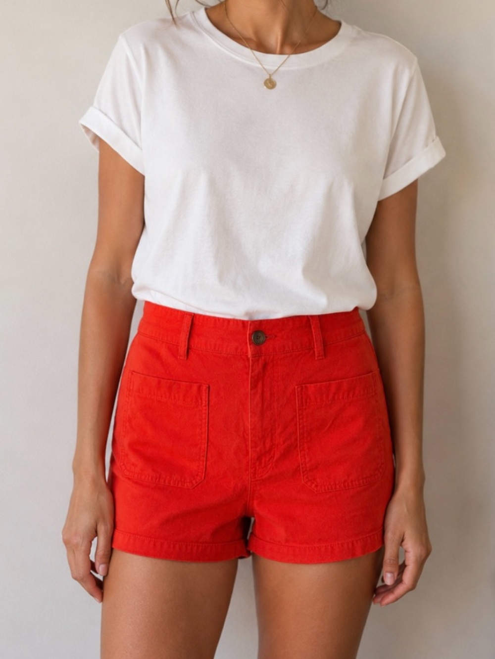 J. Crew Women’s Red High-Rise Cotton Linen Blend Patch Pocket Shorts Size 30